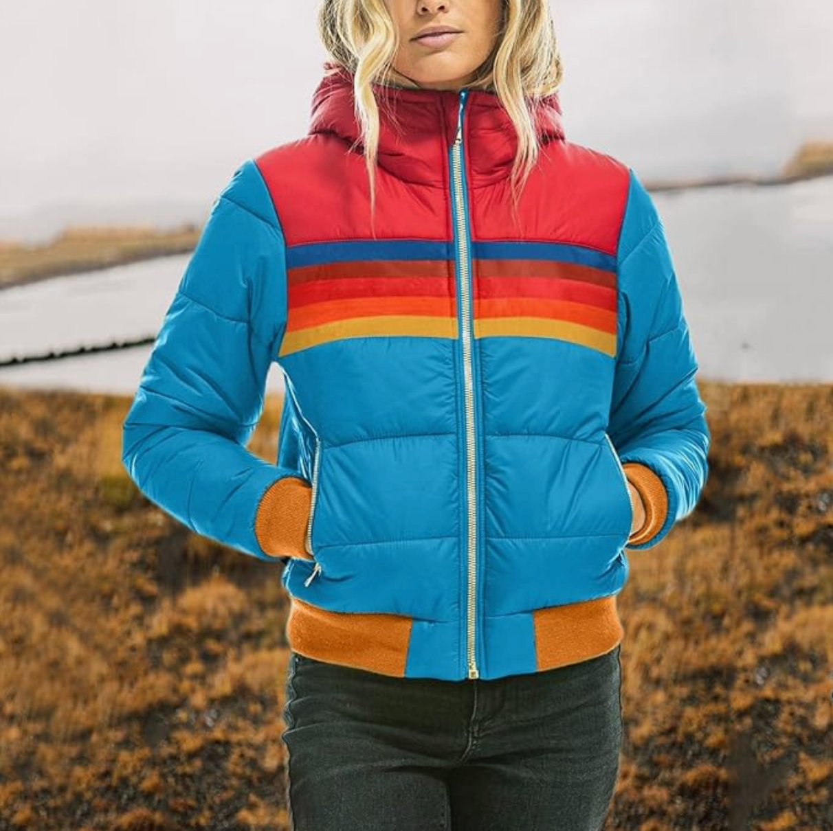 Padded Colourblock Spring Jacket | Effortless Warmth and Quiet Colour