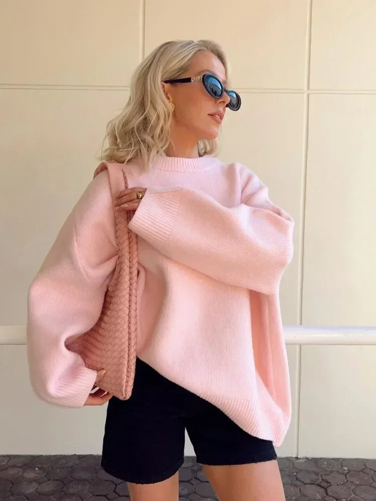 Pink Knit Sweater | Effortless Autumn Elegance