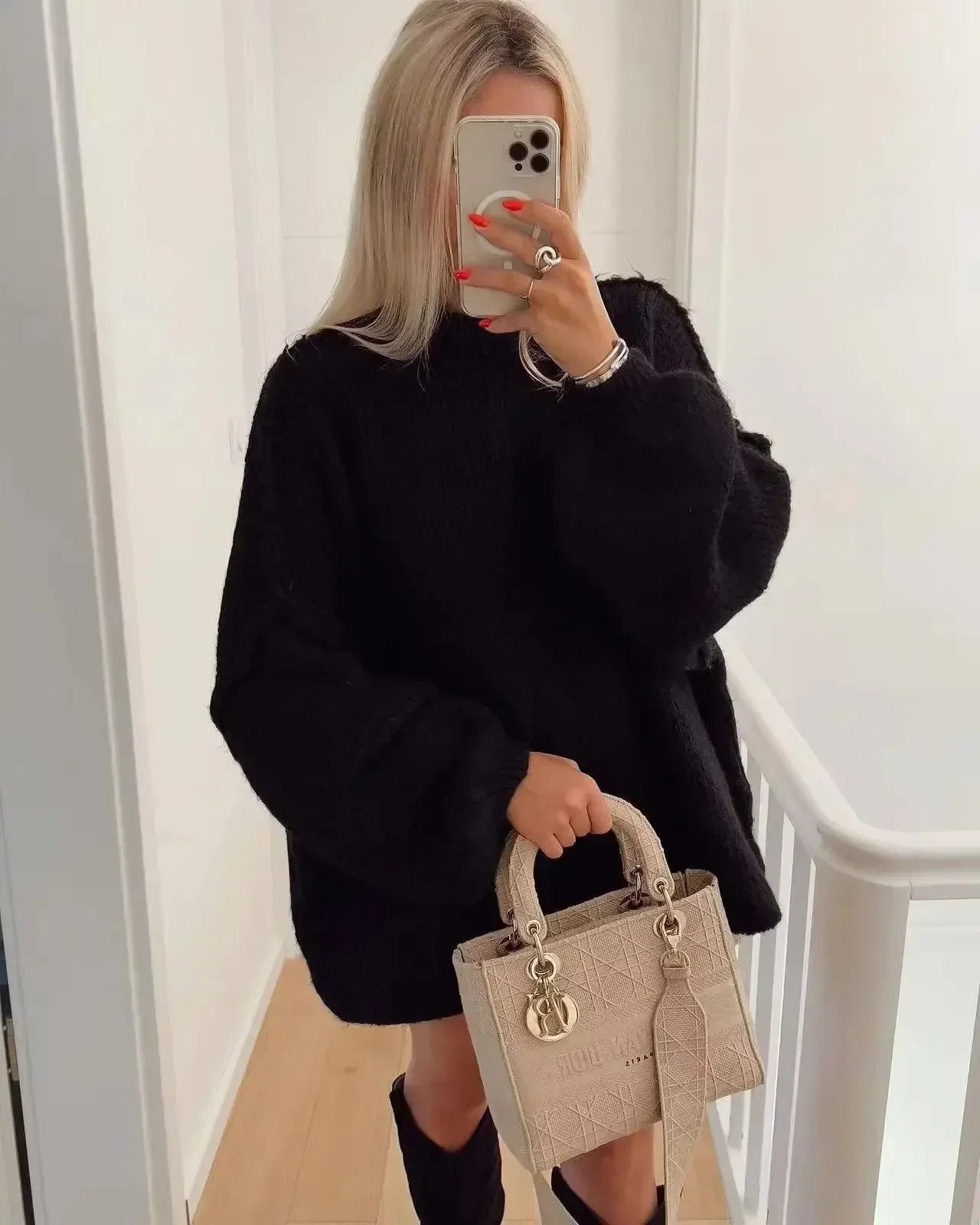 Oversized Chunky Knit Sweater | Cozy Balloon-Sleeve Autumn Elegance