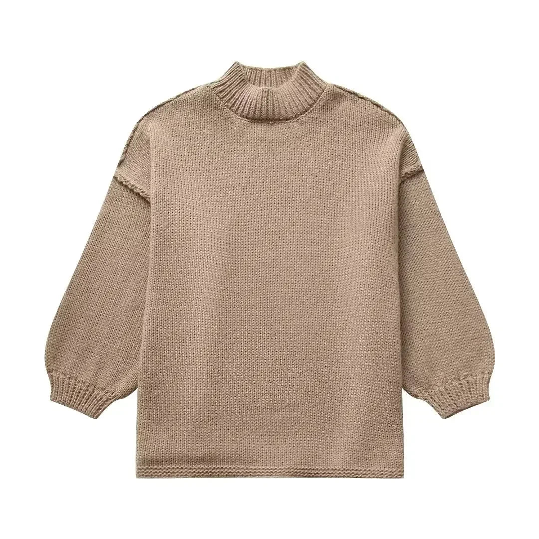 Oversized Chunky Knit Sweater | Cozy Balloon-Sleeve Autumn Elegance