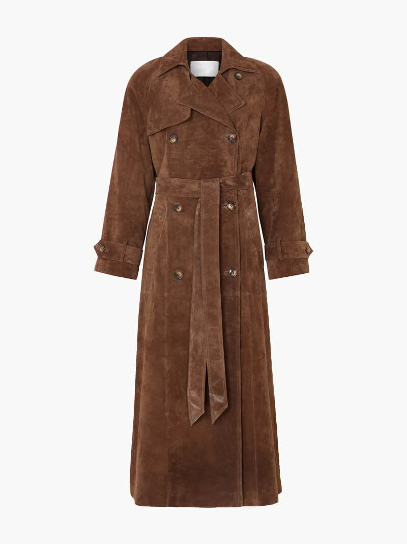 Faux Suede Trench Coat | Effortless Autumn City Elegance