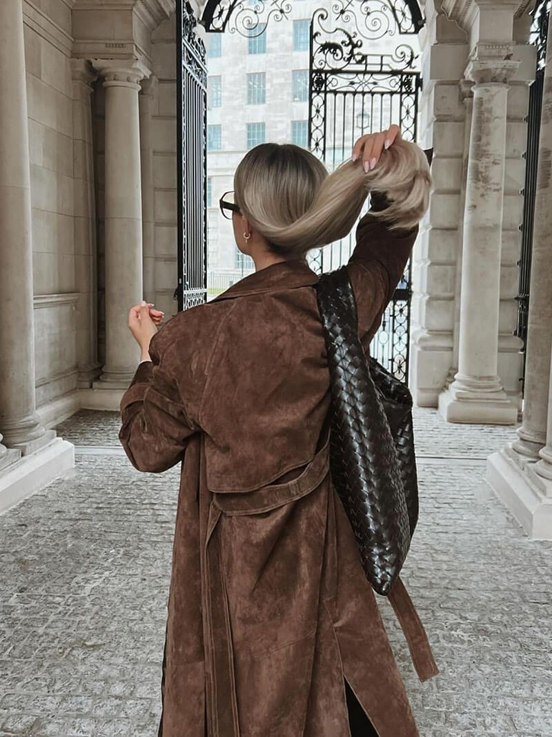 Faux Suede Trench Coat | Effortless Autumn City Elegance
