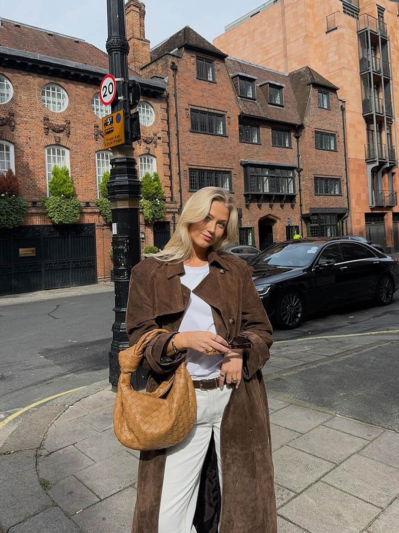 Faux Suede Trench Coat | Effortless Autumn City Elegance