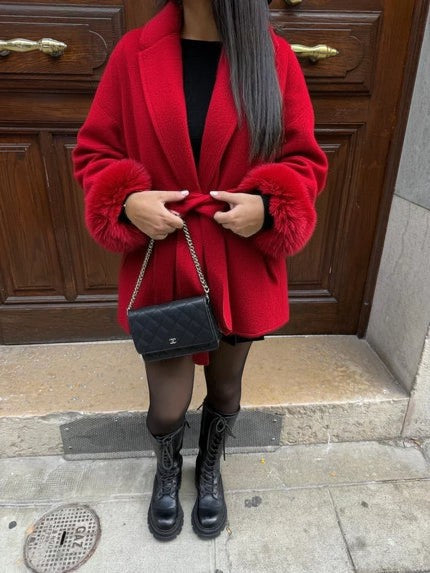 Faux Fur Trim Belted Coat | Effortless Autumn Sophistication