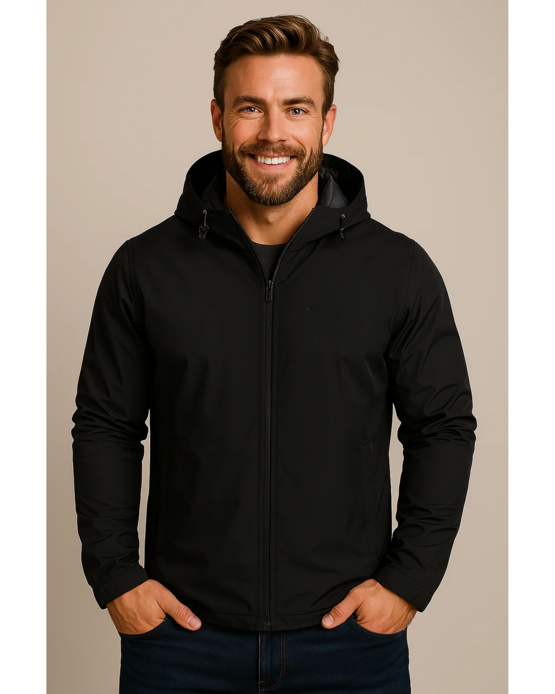 Men’s Waterproof Hooded Jacket | Understated All-Weather City Sophistication