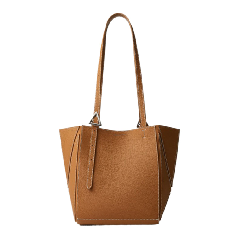 Women’s Camel Textured Leather Shoulder Tote | Effortless Elegance