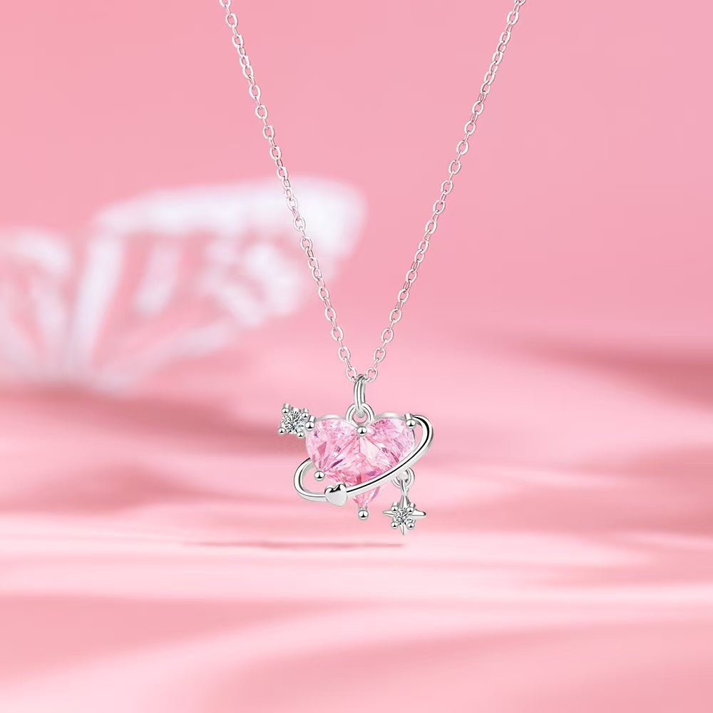 Rose Diamond Heart Whisper Necklace | Understated Romantic Brilliance