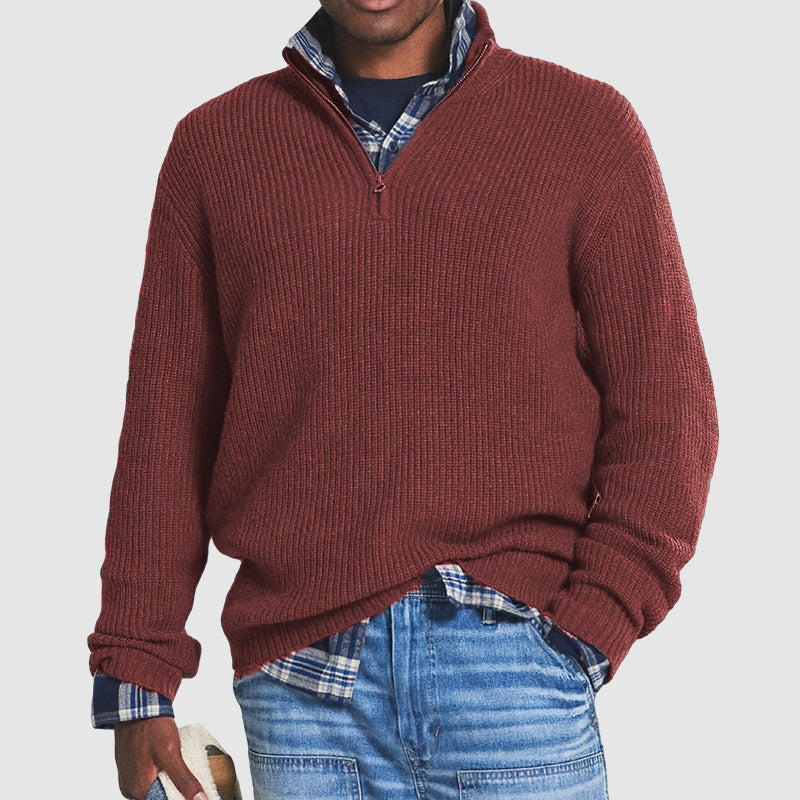 Ribbed Knit Men’s Half-Zip Jumper | Effortless Cold-Weather Elegance