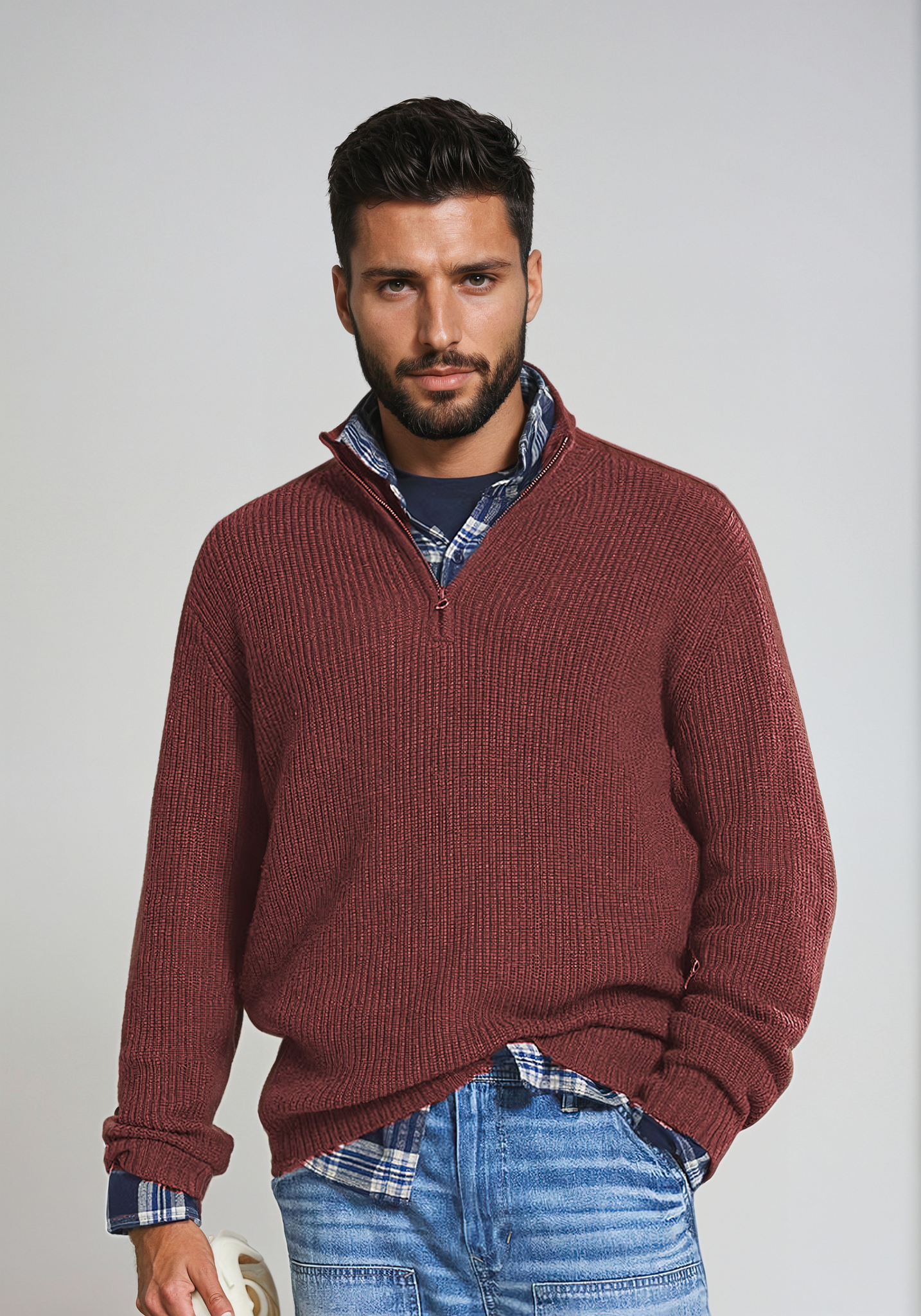 Ribbed Knit Men’s Half-Zip Jumper | Effortless Cold-Weather Elegance