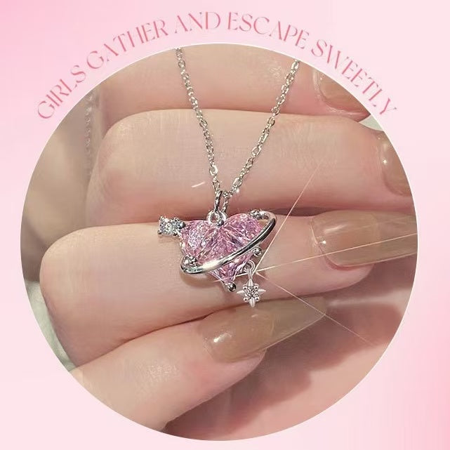 Rose Diamond Heart Whisper Necklace | Understated Romantic Brilliance