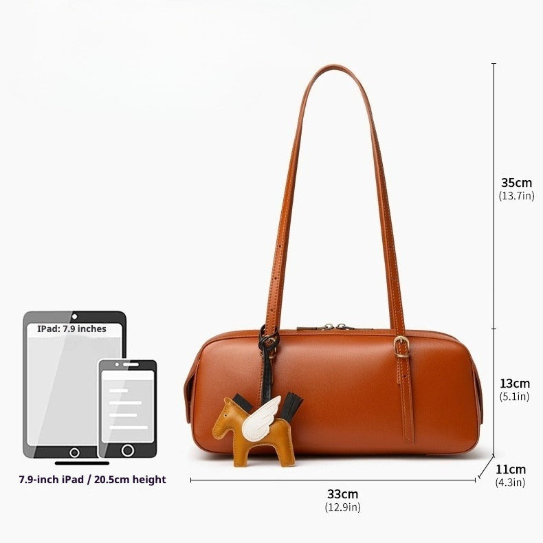 Women’s Genuine Leather Retro Bowling Bag | Refined Horse Charm