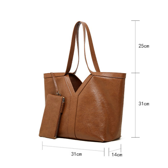 Women’s Genuine Leather Tote Bag | Effortless Autumn Elegance