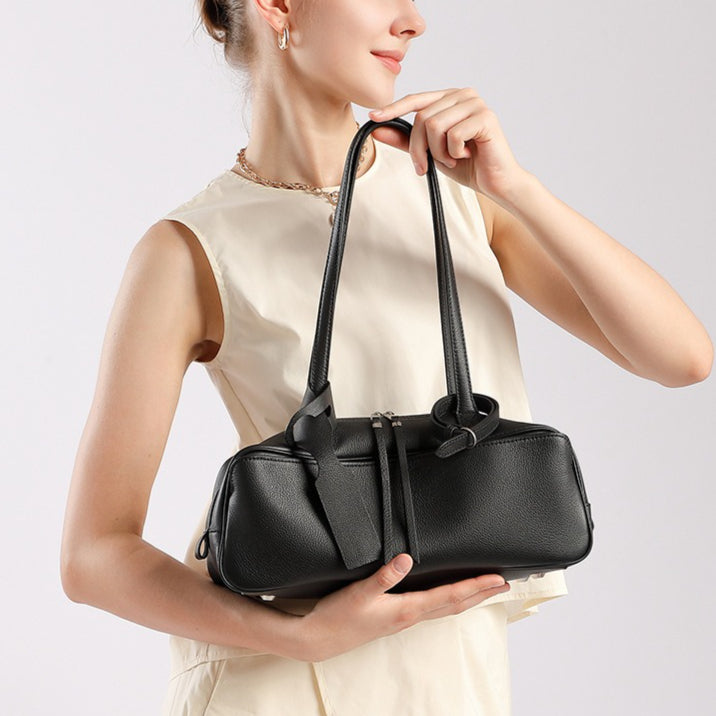 Women’s Genuine Pebbled Leather Shoulder Handbag | Effortless Everyday Elegance