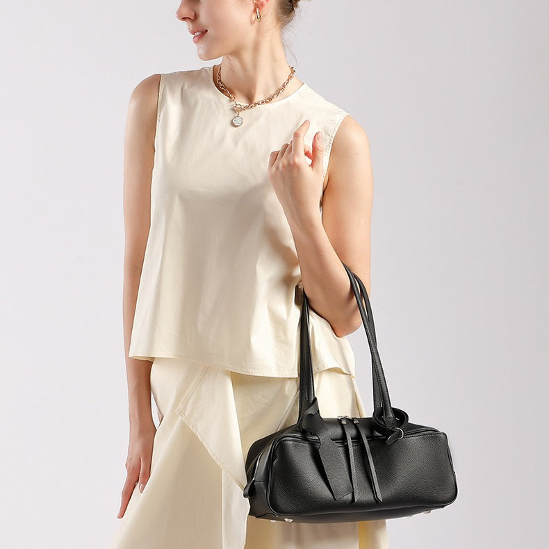 Women’s Genuine Pebbled Leather Shoulder Handbag | Effortless Everyday Elegance