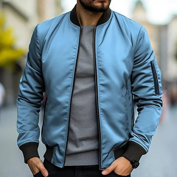 Men’s Zip-Up Bomber Jacket | Summer-Ready Modern Street Elegance