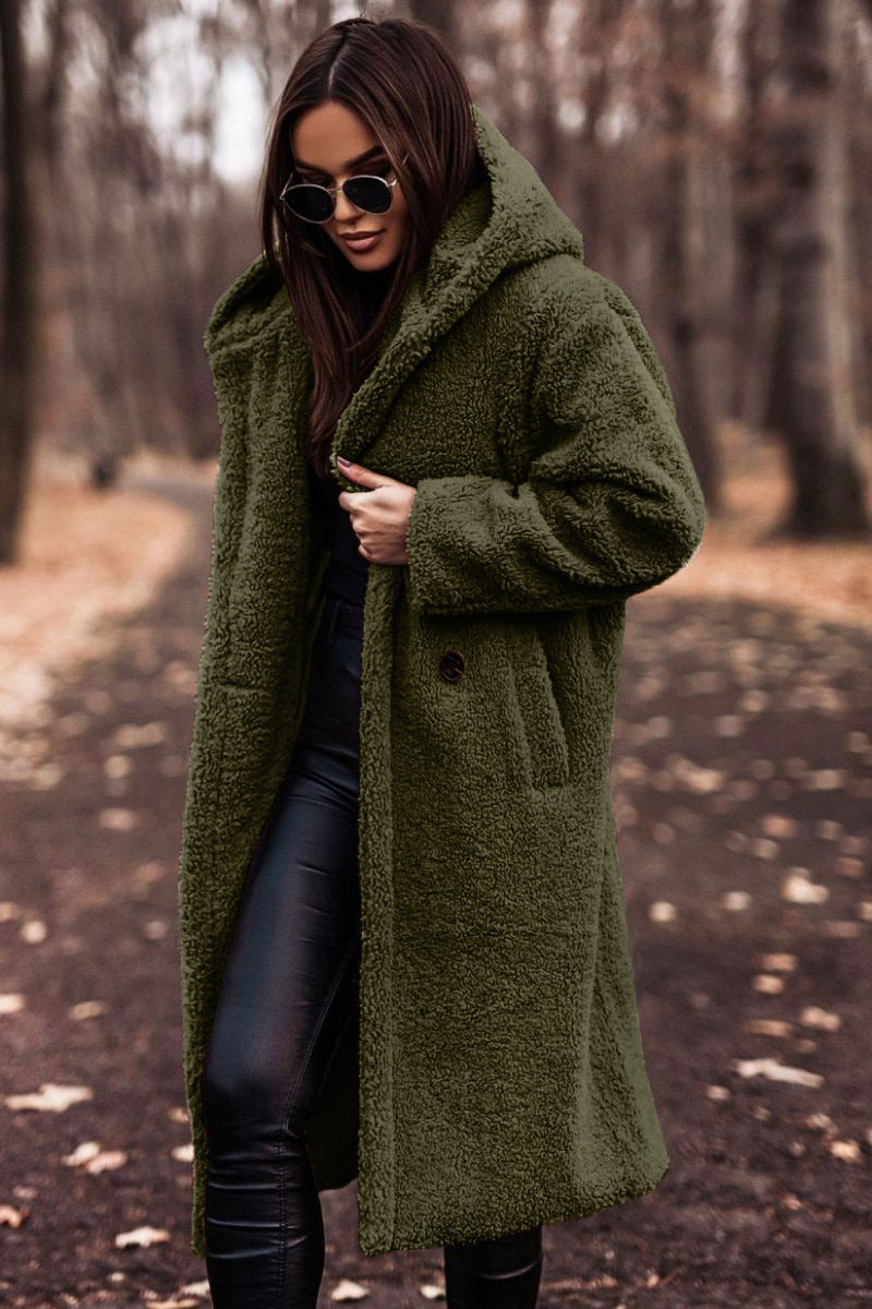 Knee-Length Hooded Teddy Coat | Quiet Winter Luxury