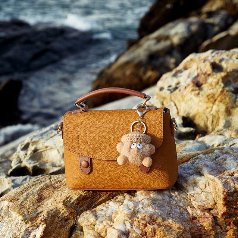 Women’s Luxury Pebbled Leather Top-Handle Bag | Cloud Charm Elegance