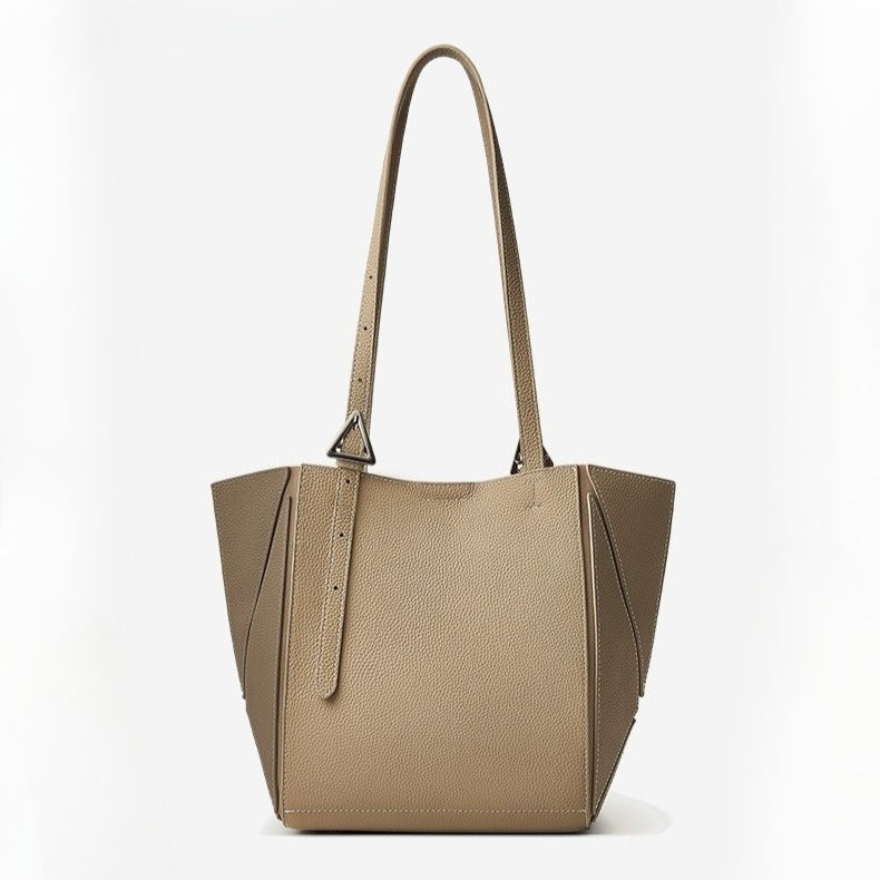 Women’s Camel Textured Leather Shoulder Tote | Effortless Elegance