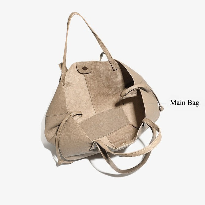 Genuine Pebbled Leather Tote Bag With Pouch | Effortless Everyday Elegance