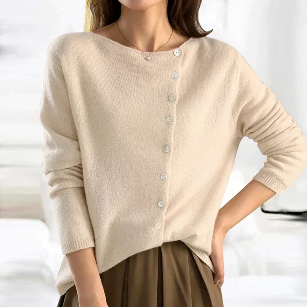 Ultra-Soft Knit Cardigan | Asymmetrical Button Quiet Effortless Elegance
