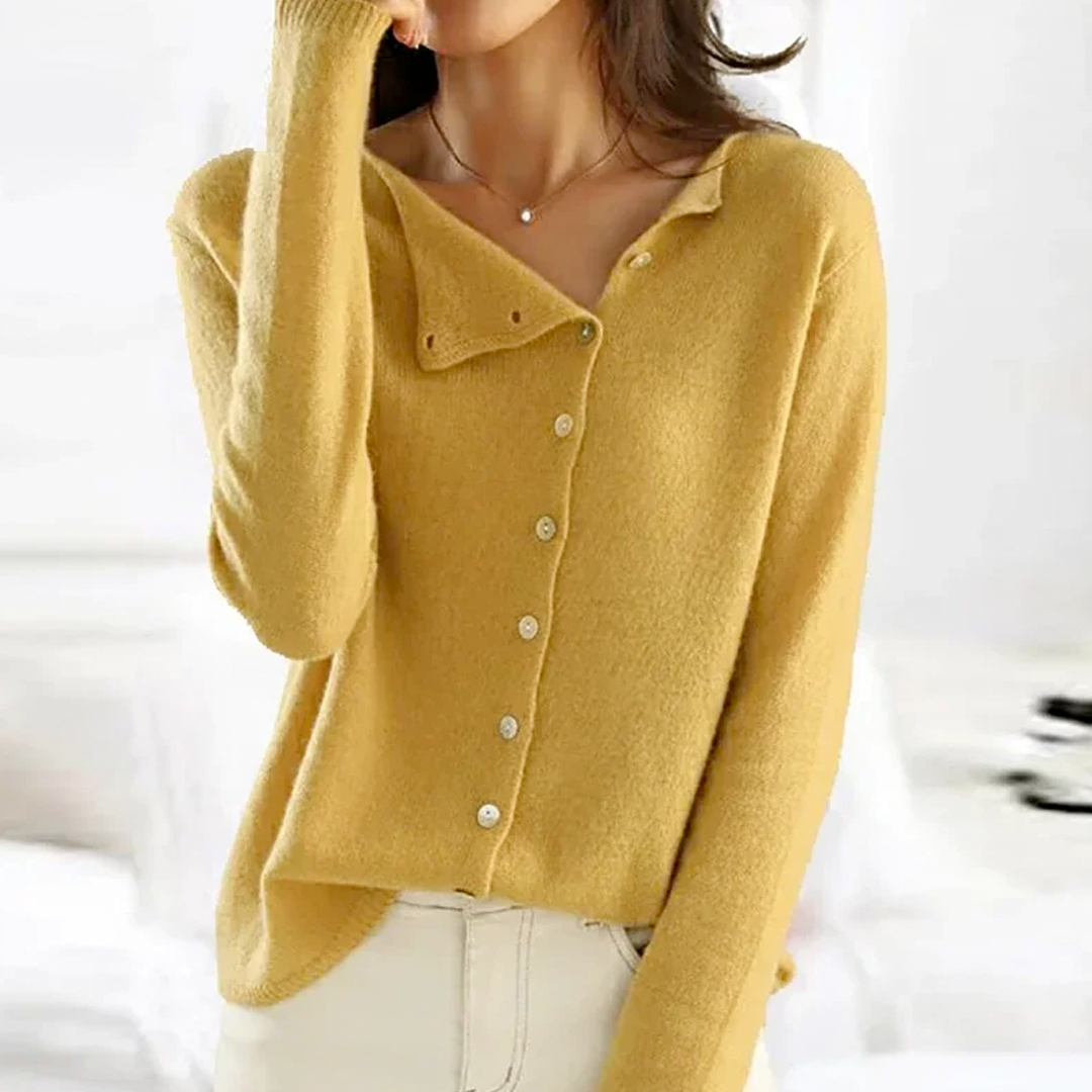 Ultra-Soft Knit Cardigan | Asymmetrical Button Quiet Effortless Elegance