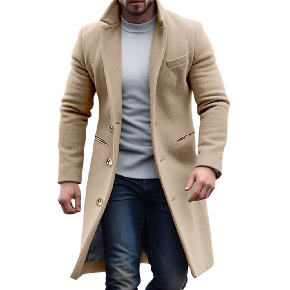 Men’s Mid-Length Button-Up Overcoat | Effortless Layered Seasonal Elegance