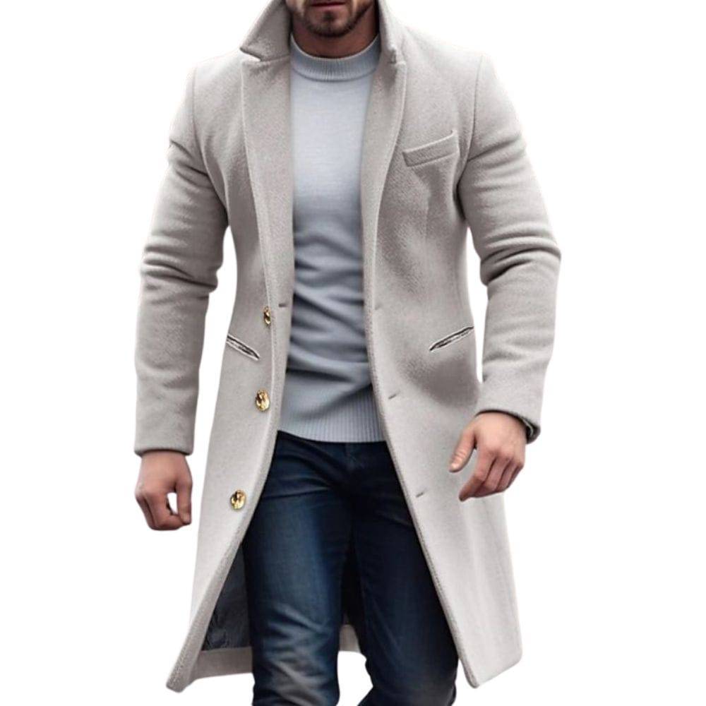 Men’s Mid-Length Button-Up Overcoat | Effortless Layered Seasonal Elegance