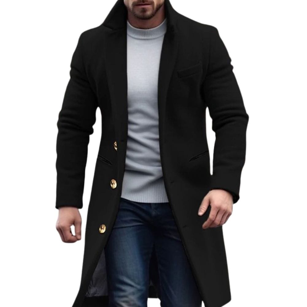 Men’s Mid-Length Button-Up Overcoat | Effortless Layered Seasonal Elegance