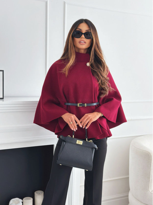 High-Neck Belted Jacket | Timeless City Elegance