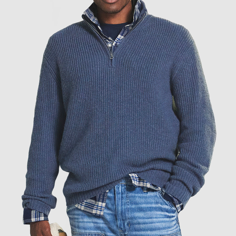 Ribbed Knit Men’s Half-Zip Jumper | Effortless Cold-Weather Elegance