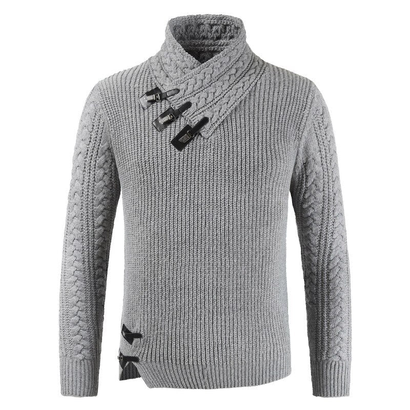 Chunky Men’s Knit Jumper | Refined Asymmetric Buckle Detailing