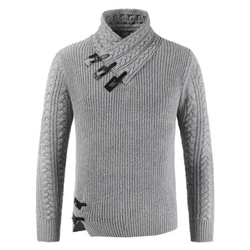 Chunky Men’s Knit Jumper | Refined Asymmetric Buckle Detailing
