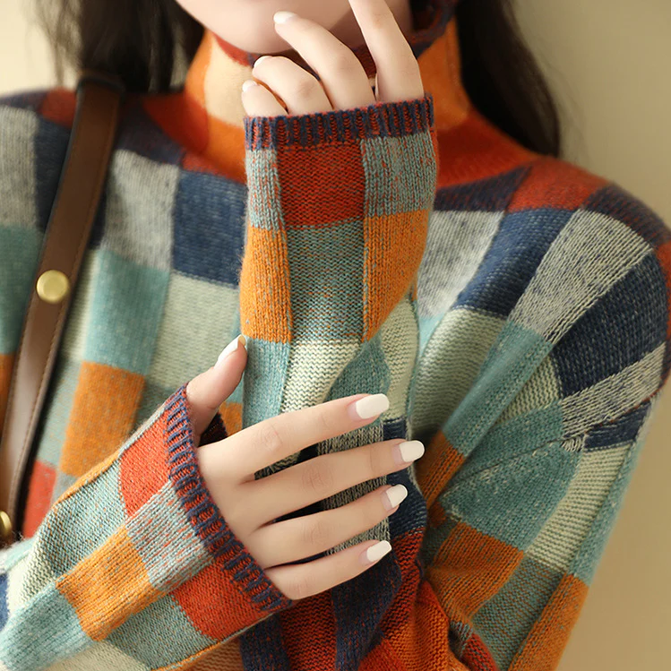 Soft Checkered Knit Sweater | Effortless Fall Color and Comfort