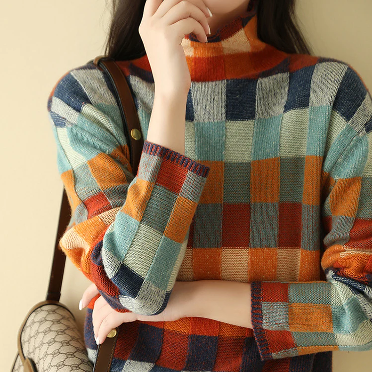 Soft Checkered Knit Sweater | Effortless Fall Color and Comfort