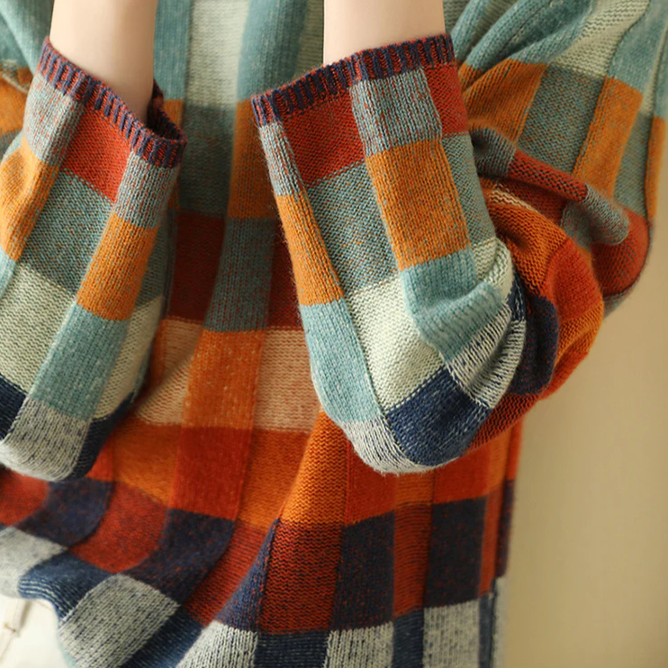 Soft Checkered Knit Sweater | Effortless Fall Color and Comfort