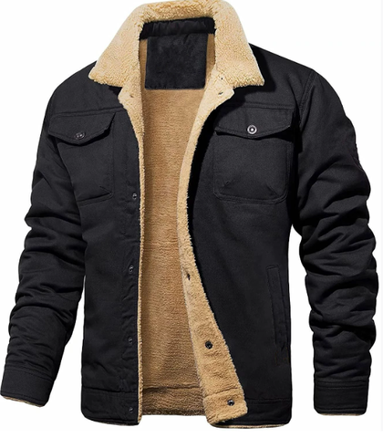 Men’s Warm-Collar Button-Up Bomber Jacket | Effortless Winter Sophistication