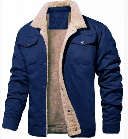 Men’s Warm-Collar Button-Up Bomber Jacket | Effortless Winter Sophistication