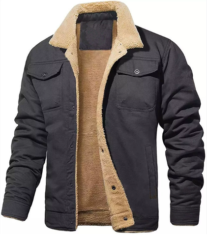 Men’s Warm-Collar Button-Up Bomber Jacket | Effortless Winter Sophistication
