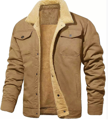Men’s Warm-Collar Button-Up Bomber Jacket | Effortless Winter Sophistication
