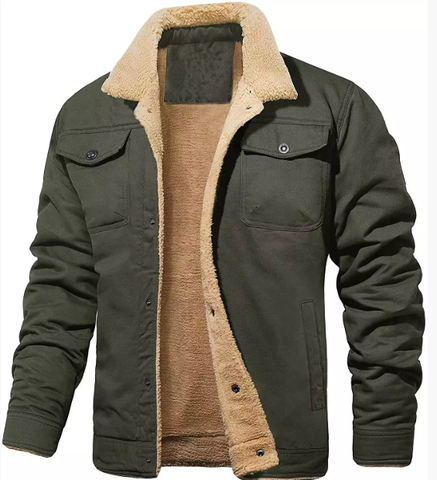 Men’s Warm-Collar Button-Up Bomber Jacket | Effortless Winter Sophistication