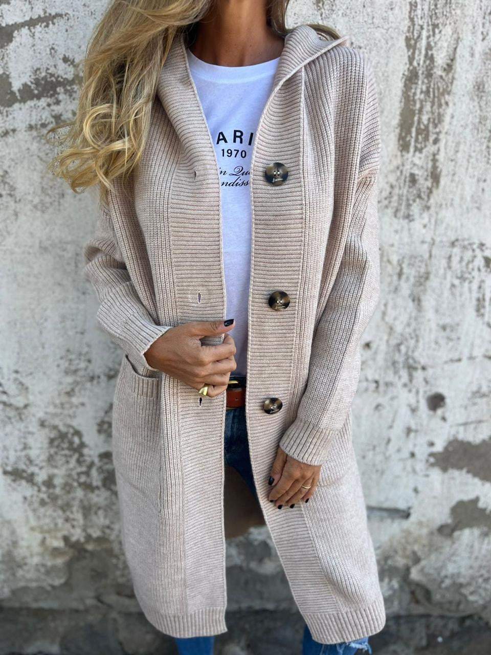 Soft Knit Long Buttoned Cardigan | Flattering Longline Layering Elegance