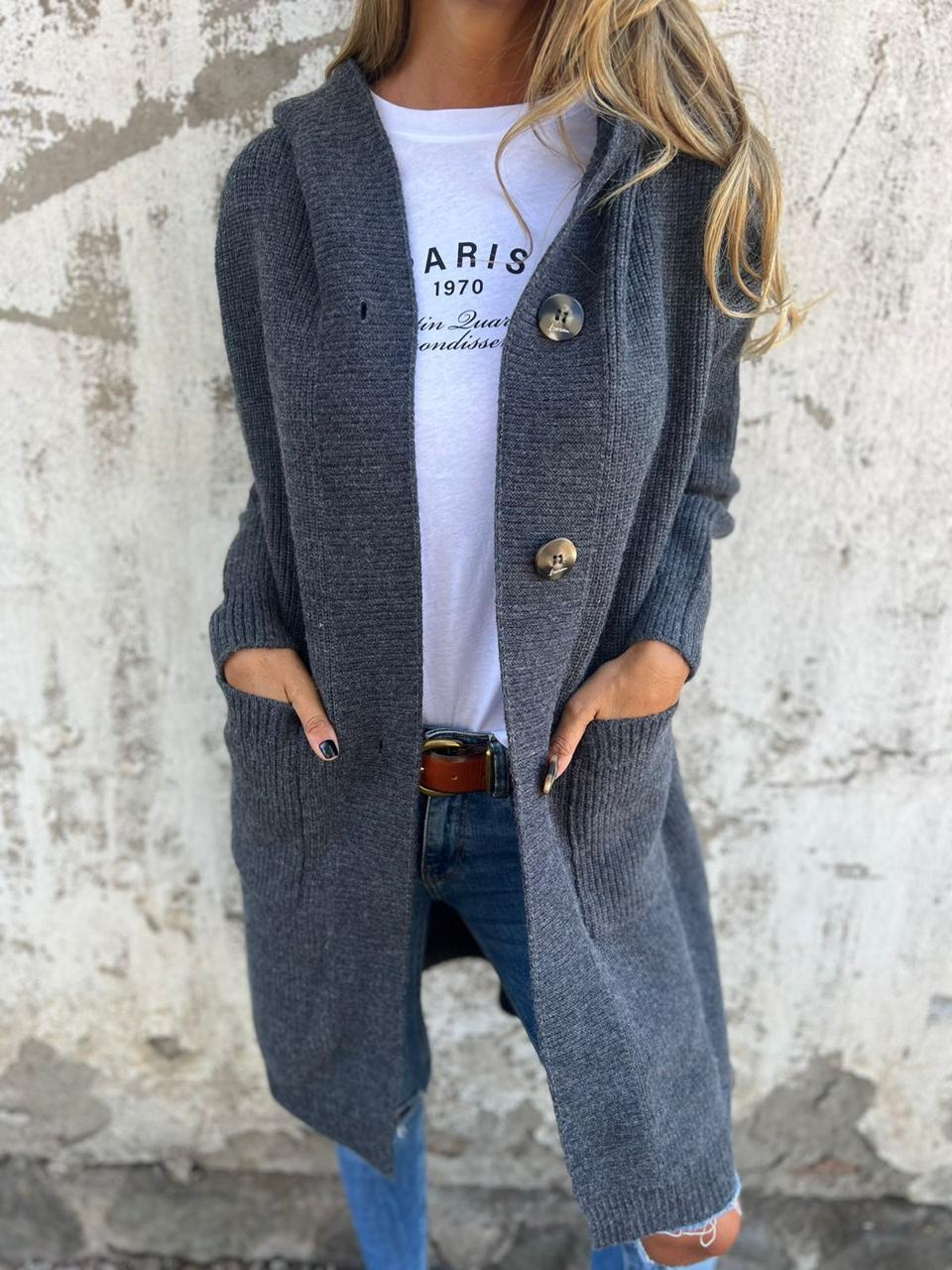Soft Knit Long Buttoned Cardigan | Flattering Longline Layering Elegance