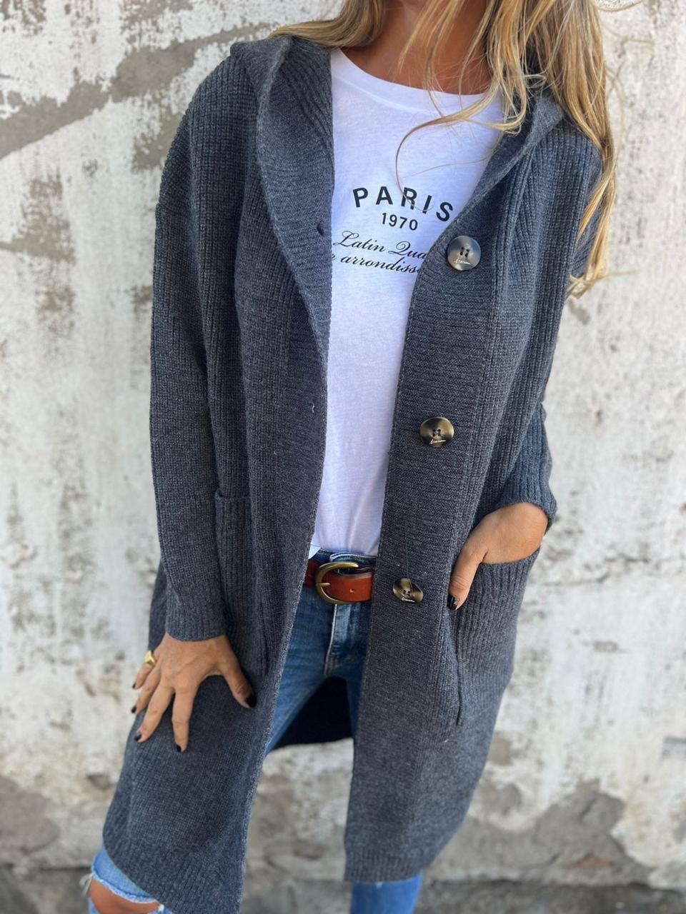 Soft Knit Long Buttoned Cardigan | Flattering Longline Layering Elegance