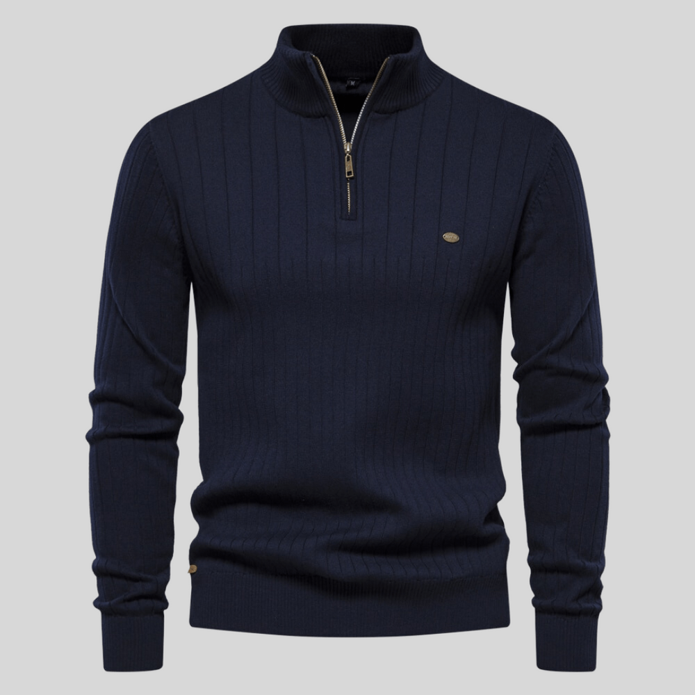 Men’s Ribbed Knit Half-Zip Jumper | Effortless Modern Sophistication