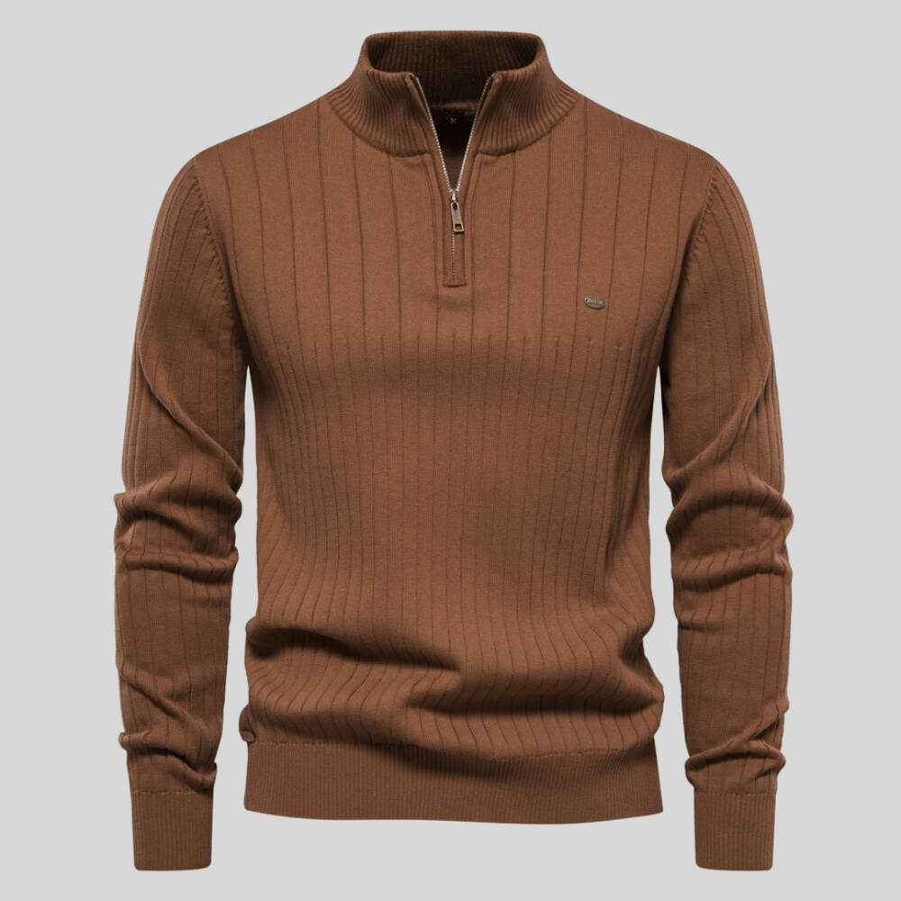 Men’s Ribbed Knit Half-Zip Jumper | Effortless Modern Sophistication