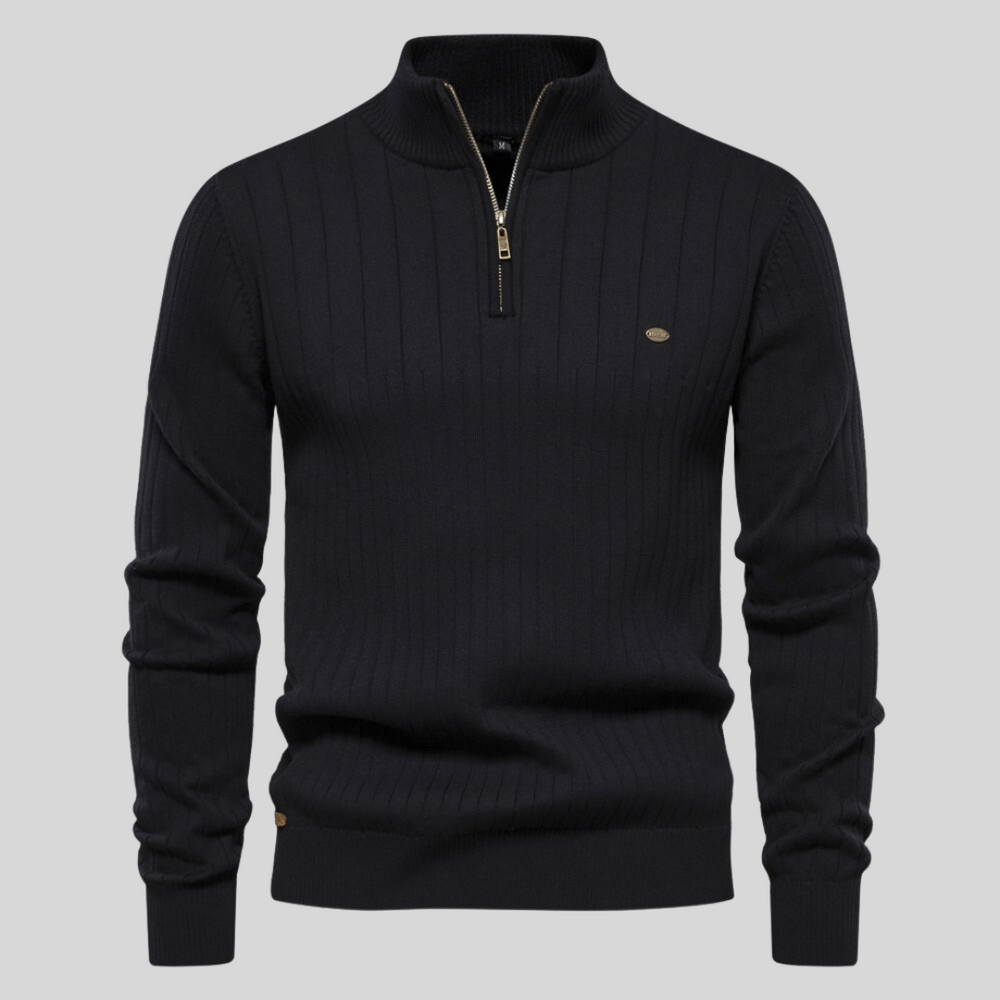 Men’s Ribbed Knit Half-Zip Jumper | Effortless Modern Sophistication