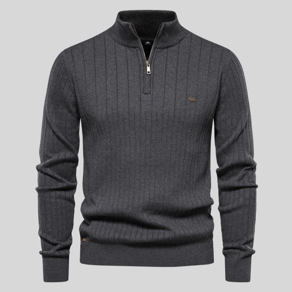 Men’s Ribbed Knit Half-Zip Jumper | Effortless Modern Sophistication