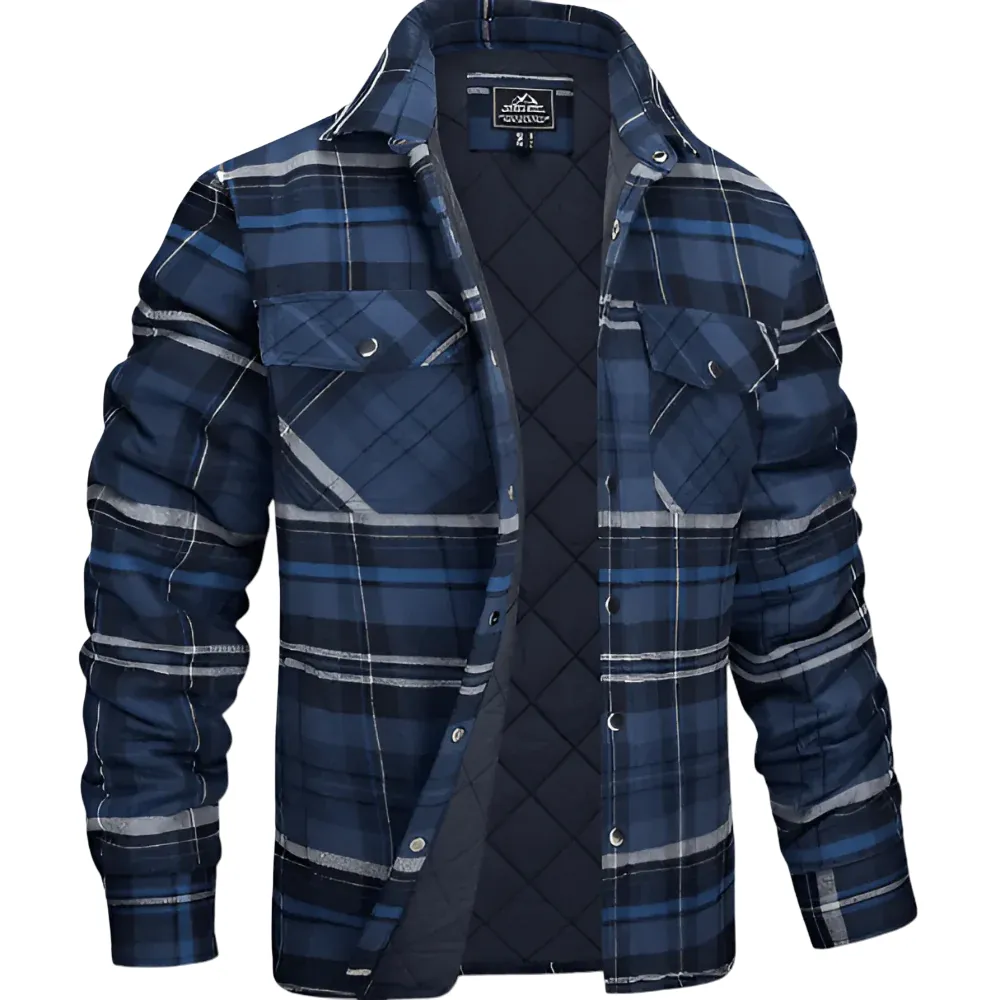 Men’s Quilted Plaid Shirt Jacket | Weather-Ready Urban Sophistication