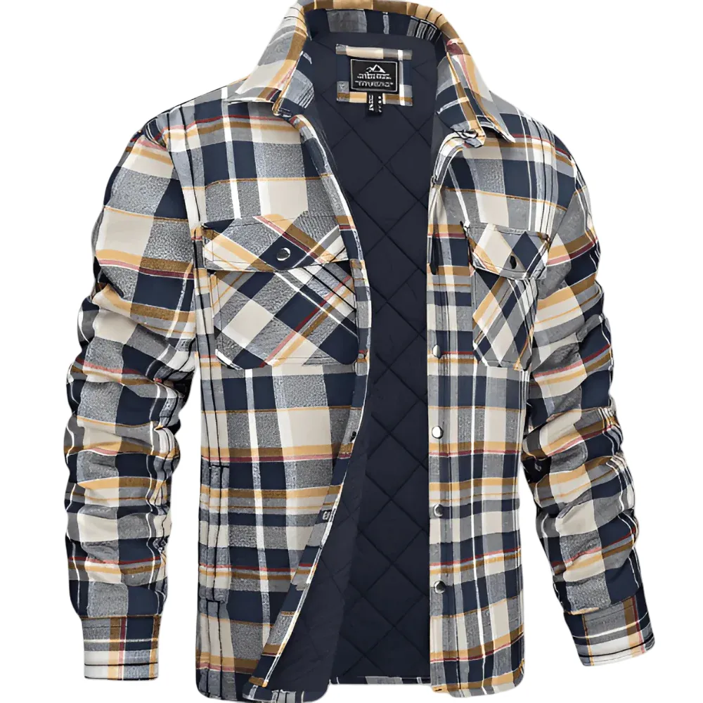 Men’s Quilted Plaid Shirt Jacket | Weather-Ready Urban Sophistication