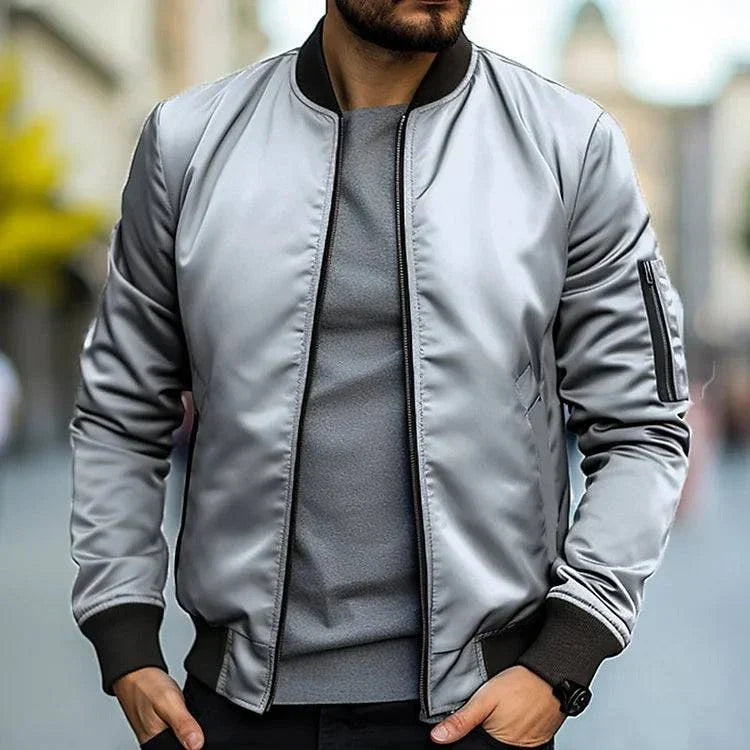 Men’s Zip-Up Bomber Jacket | Summer-Ready Modern Street Elegance